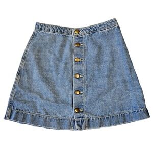 American Apparel Denim Mini‎ Skirt Button Front Wash Beachy Summer Womens Size S